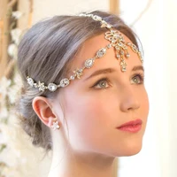 bohemian crystal head chain hair jewelry for women elegant glamorous grecian gold rhinestone bridal wedding hair accessories