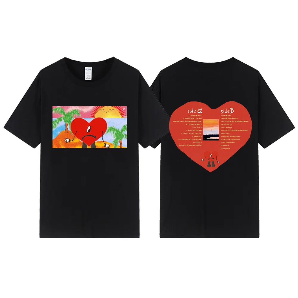 

2022 NEW Bad Bunny UN VERANO SIN TI Graphic Tee Unisex Hip Hop Tee Music Album Double Sided Print Short Sleeve Tee Oversized