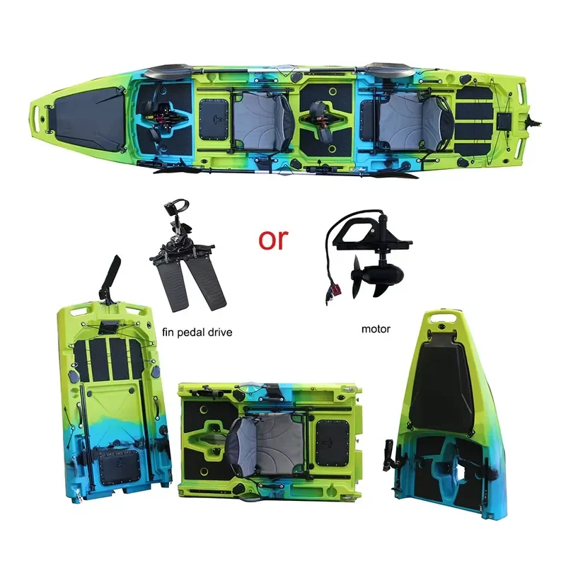 Новый модульный педальный каяк Vicking Hull Design из HDPE, 3-секционный, двухместный, для туризма и рыбалки на озере, 14 футов, каноэ (art.: 3920db0241045) - 3920db0241045