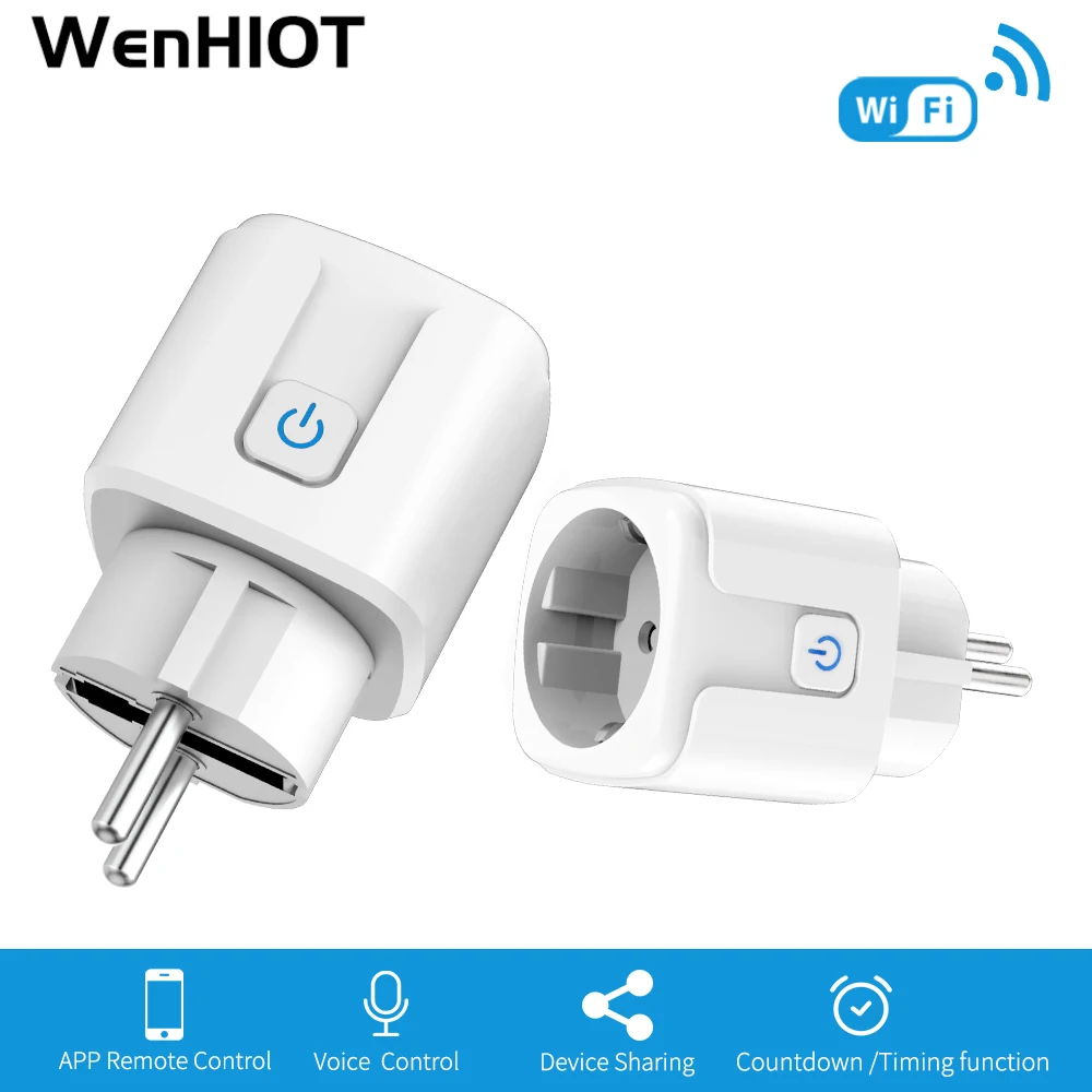 

WENHIOT WIFI Plug EU Smart Socket Tuya Smart Home Automation Voice Control Power Monitor Timer Outlet for Google Home Alexa 16A