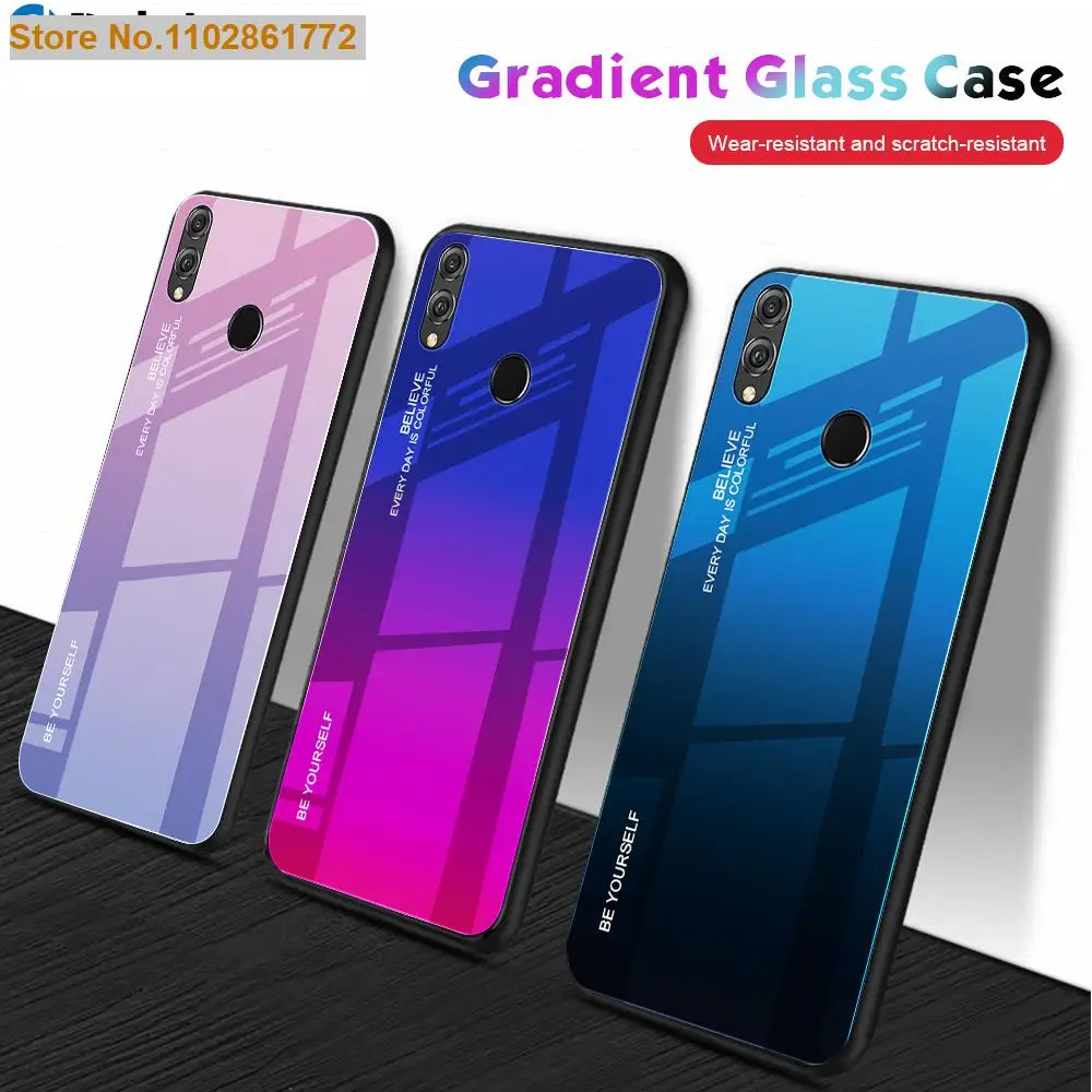 

Gradient Tempered Glass Hard Case For Huawei P Smart 2021 2020 Z P40 Pro P30 Lite P20 Y7 Y9 2019 Y6P Y7P Honor 20 10 10i Cover