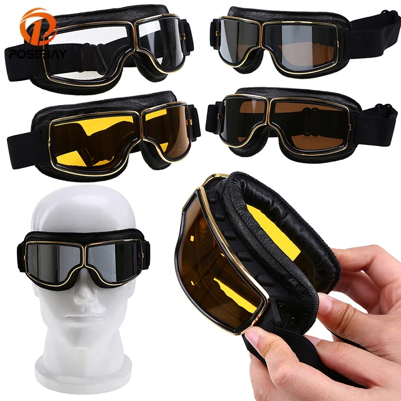 

POSSBAY Motorcycle Goggles Classical Moto Winter Snow Sports Skiing Snowboard Snowmobile Goggles Cycling Eyewear For Man Women
