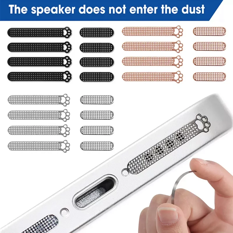 

8PCS Cat Paw Metal Dustproof Net Stickers Earpiece Mesh Anti Dust Metal Mesh for Iphone 12 13 Pro Max Dust Proof Accessories