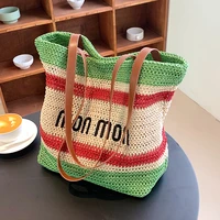 veryme casual large capacity handwoven shoulder bag 2022 fashion weave travel handbag tote purses summer simple women straw pack