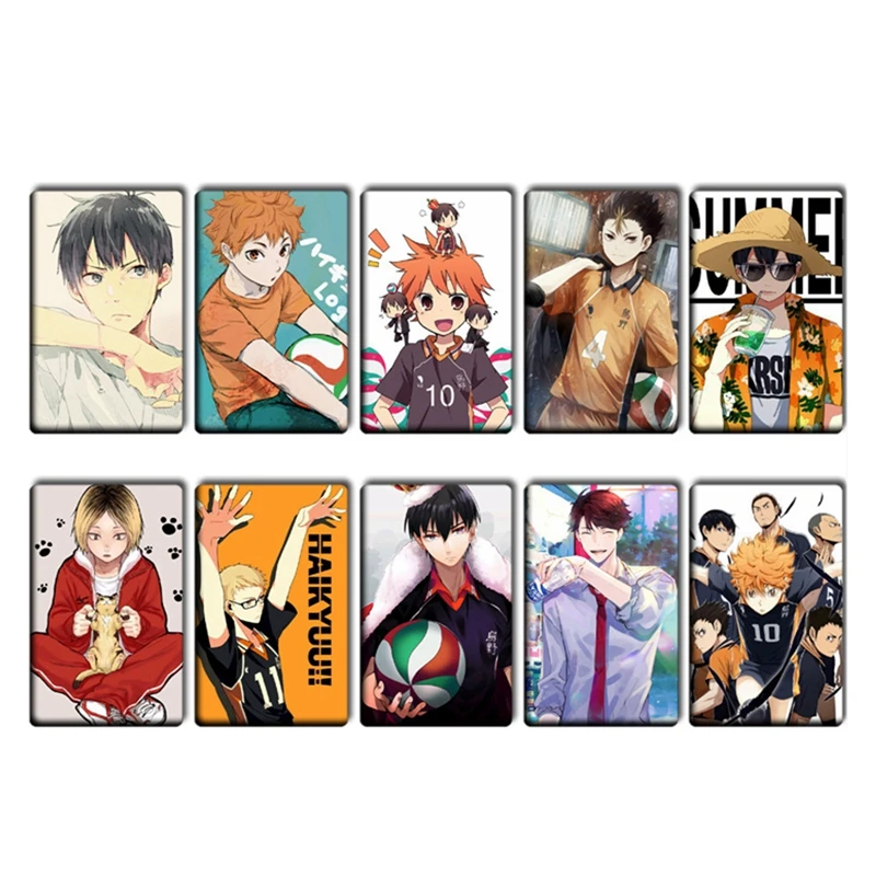 

10Pcs/Set Anime Haikyuu!! Figures Character ID IC Card Sticker PVC Kids Toys Stickers Suitable For Bus Card Bank Card Decoration