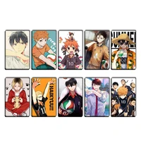 10pcsset anime haikyuu figures character id ic card sticker pvc kids toys stickers suitable for bus card bank card decoration