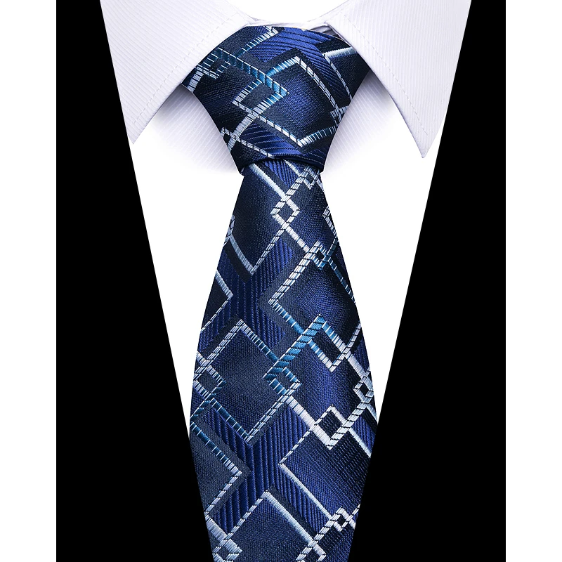 

High Grade Hot sale Woven Silk Gravatas Male Tie Clothing accessories Blue Plaid Necktie Easter Day