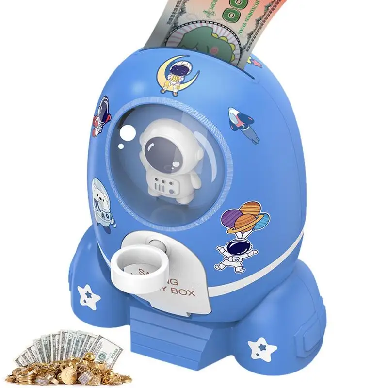 

Kids Piggy Bank Rocket Astronaut Coin Bank Kids Money Saver Coin Saver For Children's Room Decoration Money Saving Teaching
