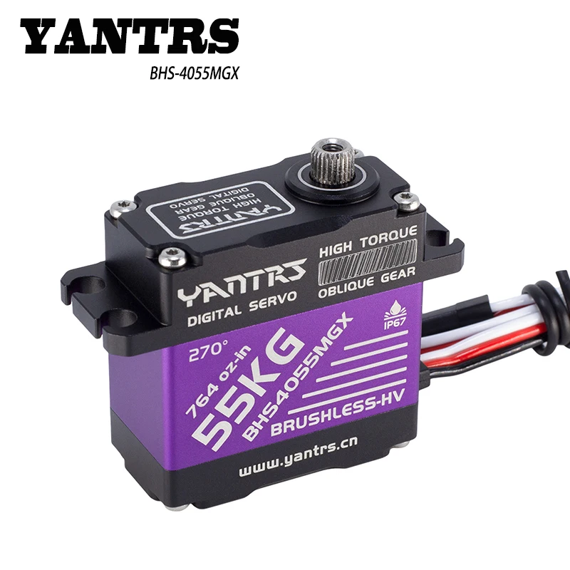 

YANTRS New Upgraded Steel Helical Gear Waterproof 55KG Brushless Servo 8.4V 0.12S High Torque Digital Servo BHS-4055MGX