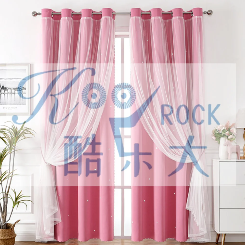 

Bedroom fully shaded double layer with gauze curtains, home fabric, household soft decoration, home textile
