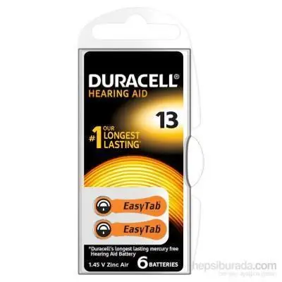 

Duracell 13 Number 6 s Hearing aid Battery