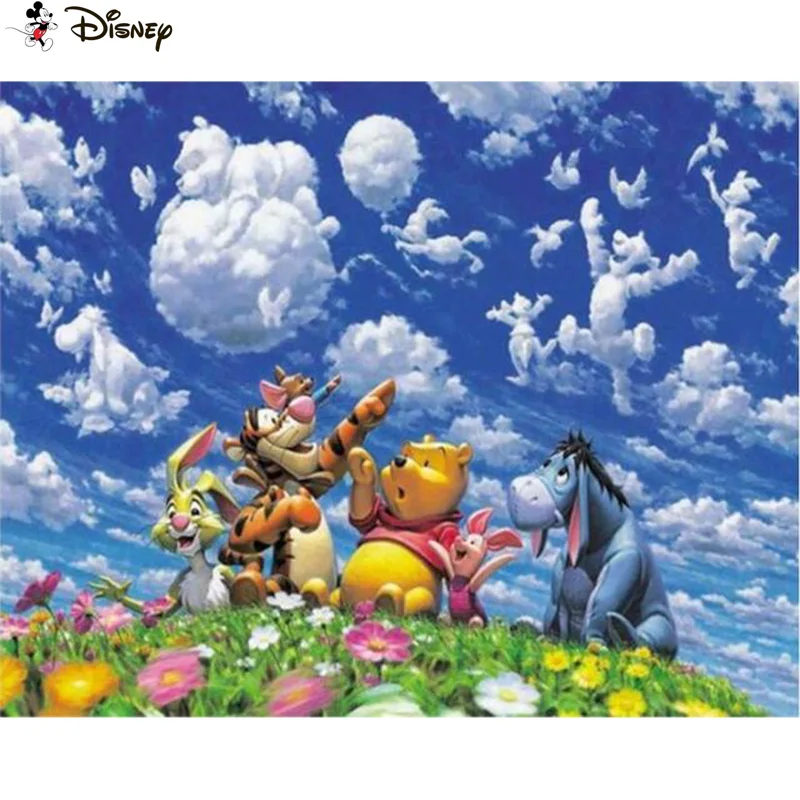 

Алмазная картина «Винни-Пух» из мультфильма «Дисней», полное квадратное/Круглое украшение для стен, инкрустированная смолой, вышивка ручно...