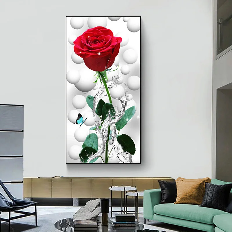 

Modern Nordic Art Red Rose Flowers Canvas Paintings Wall Art Posters and Prints Wall Pictures for Living Room Home Cuadros Decor
