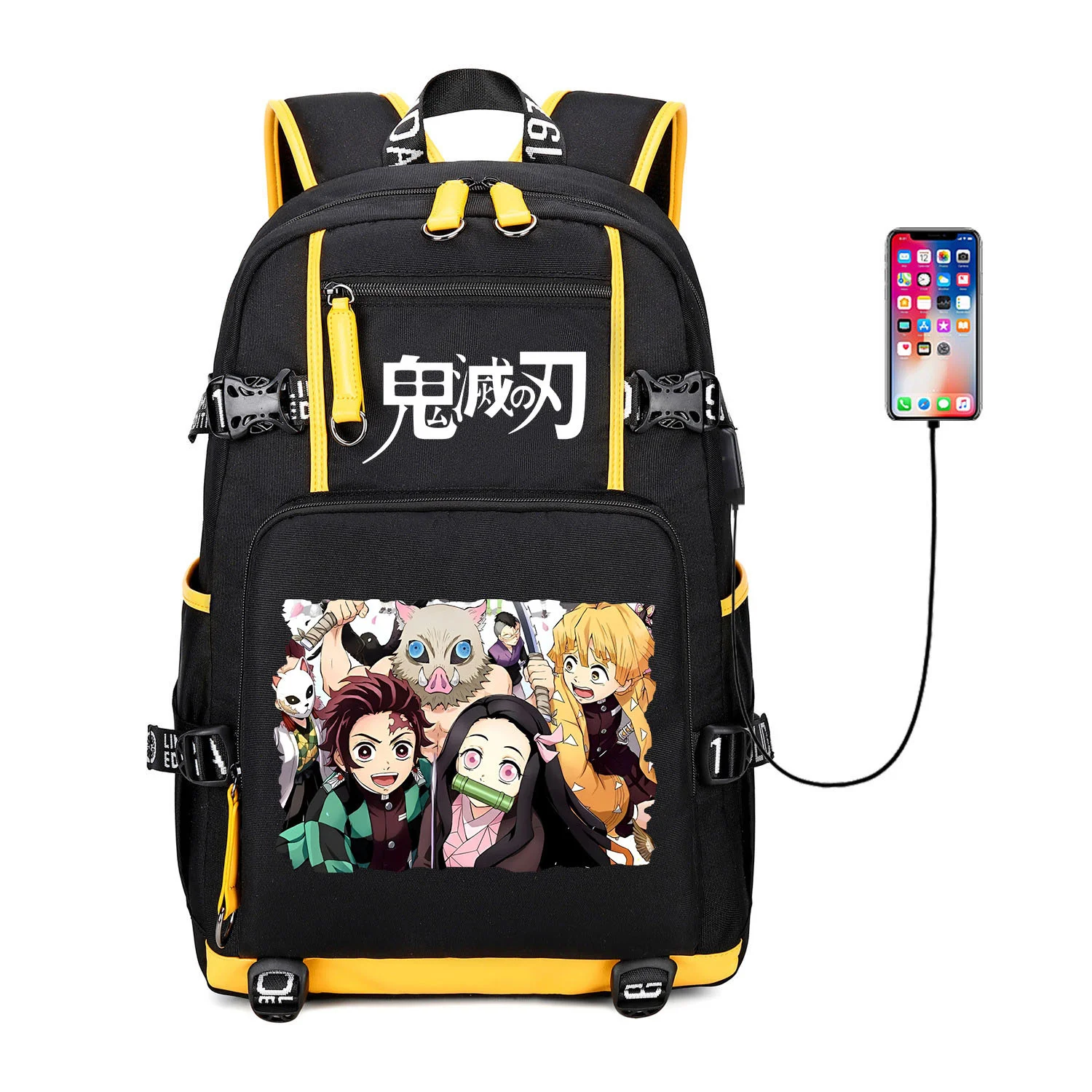 

Demon Slayer Anime Backpack Kamado Nezuko Printed Children's School Bag Outdoor Travel Bag Kamado Tanjirou Cartoon Bag