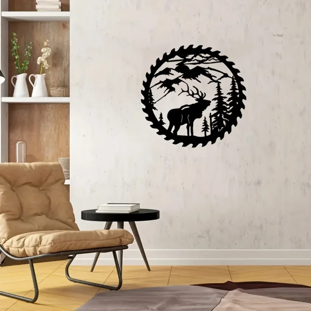 Металлический Настенный Декор Олень Среди Сосны Красивое Металлическое