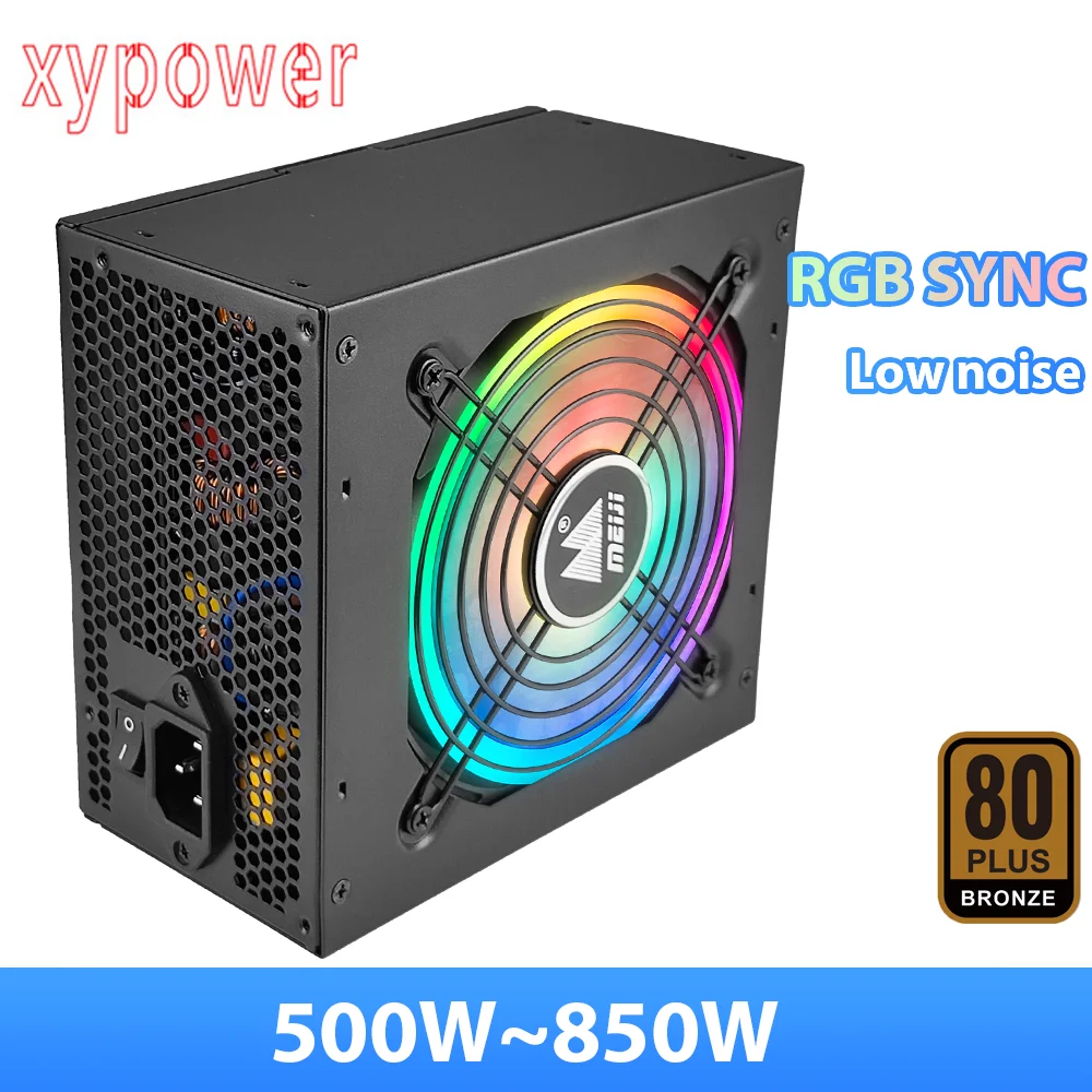 

XY 850W 650W 600W 700W 750W 500W PC BRONZE Medal RGB PSU Unit Black Game Mute 120mm Fan ATX Desktop Power BTC Computer