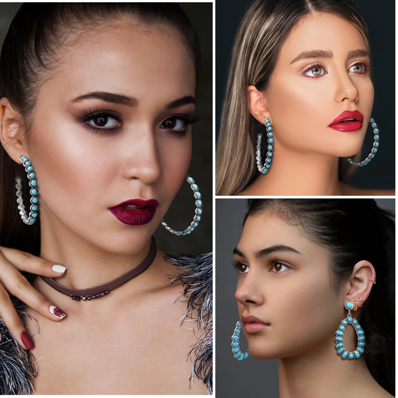 Винтажные богемные серьги с каплями воды из синего камня женские