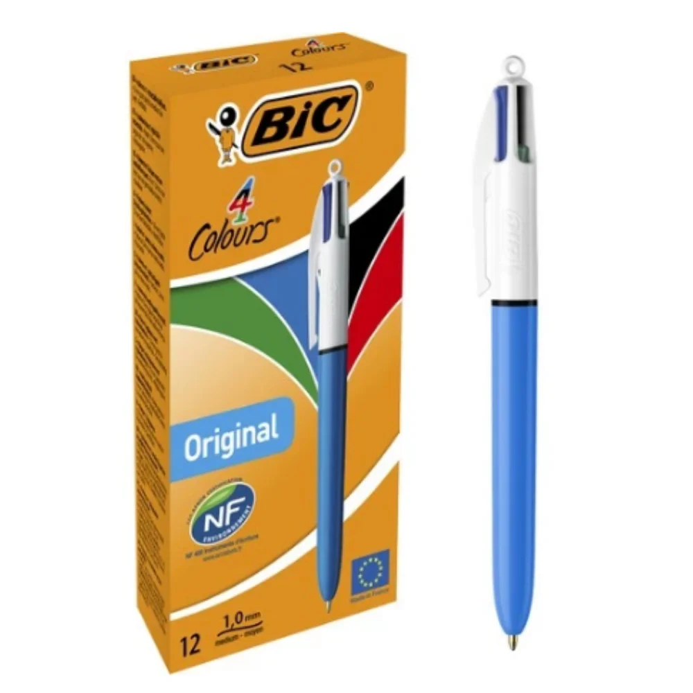 Bic 4 Color Medium 12 Pcs Ballpoint Pen Box 1.0mm Nib Single