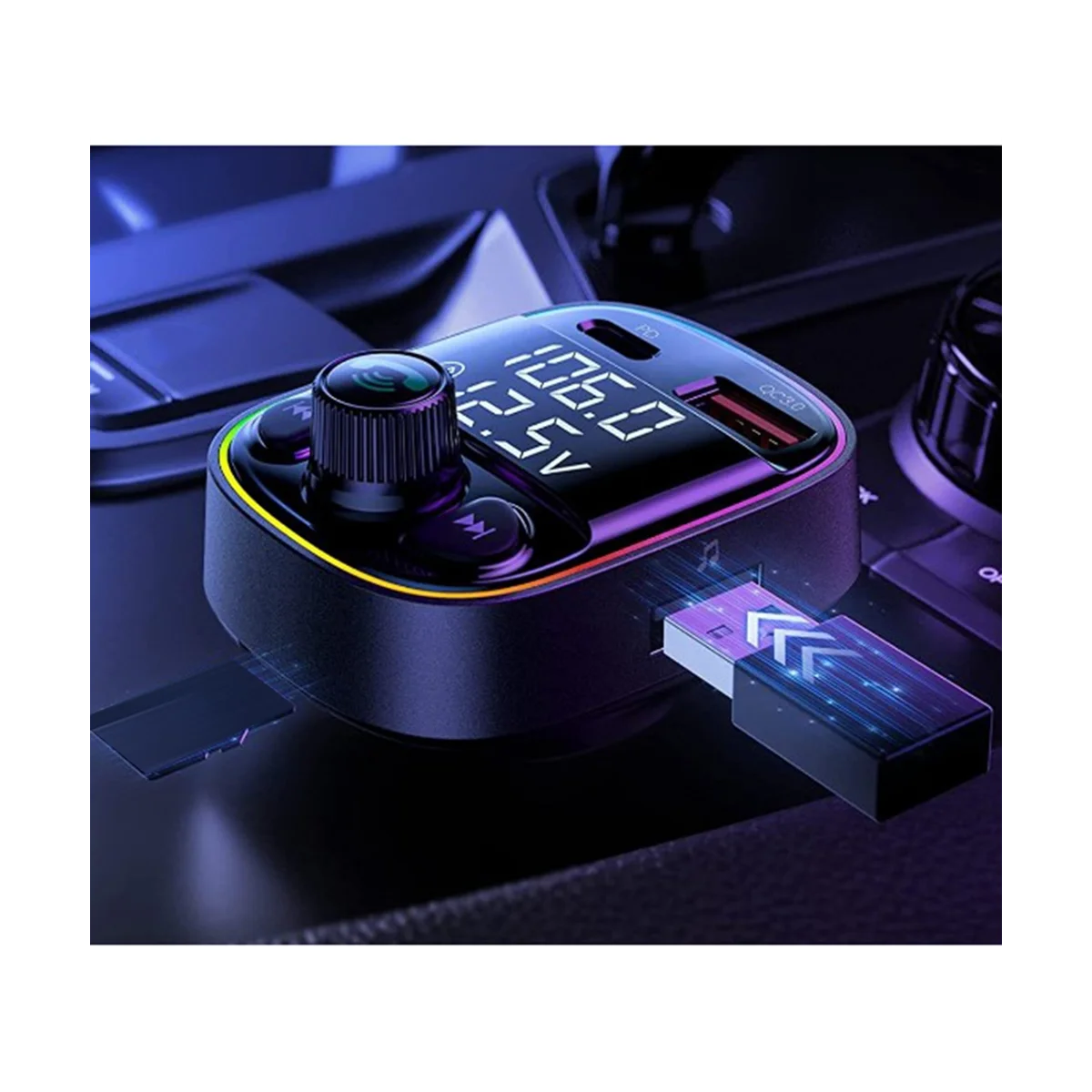 Автомобильный MP3-плеер Pd20W + Qc18W с Bluetooth 5 0 и двойным цифровым дисплеем