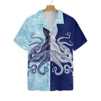 sea animal shirt for men casual hawaiian shirt shark octopus print mens shirt beach travel top oversized short sleeve blouse