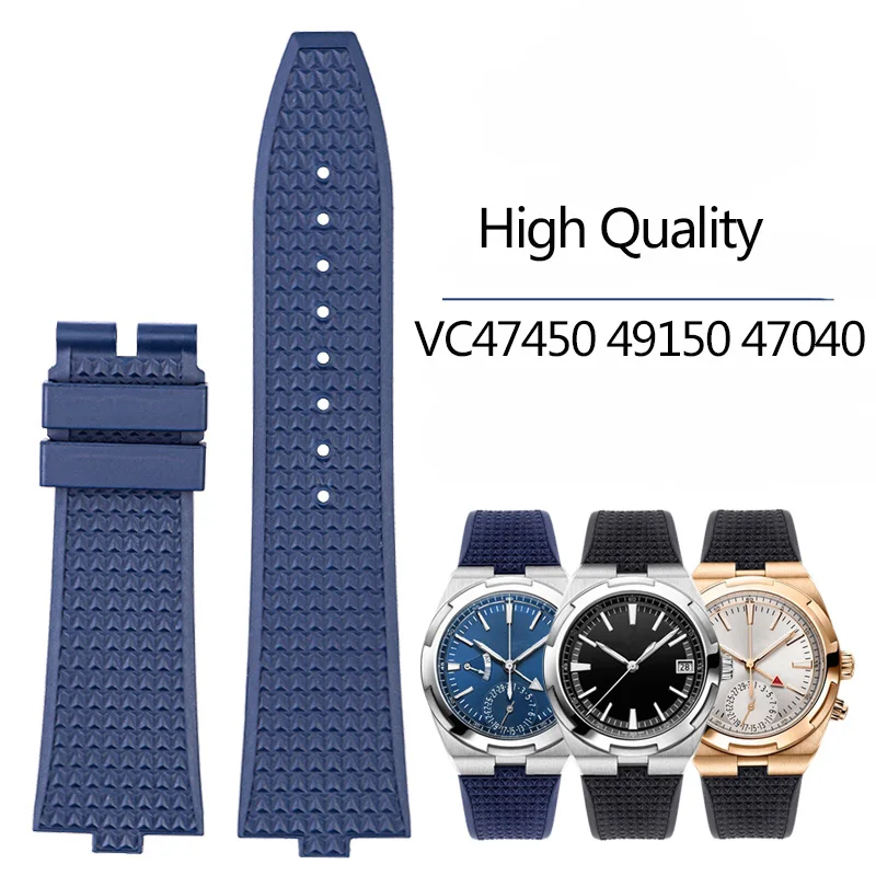 High Quality Rubber Watch Band For VC Across the World Male VC47450 VC49150 VC47040 Quick Release Silicone Bracelet Blue Black