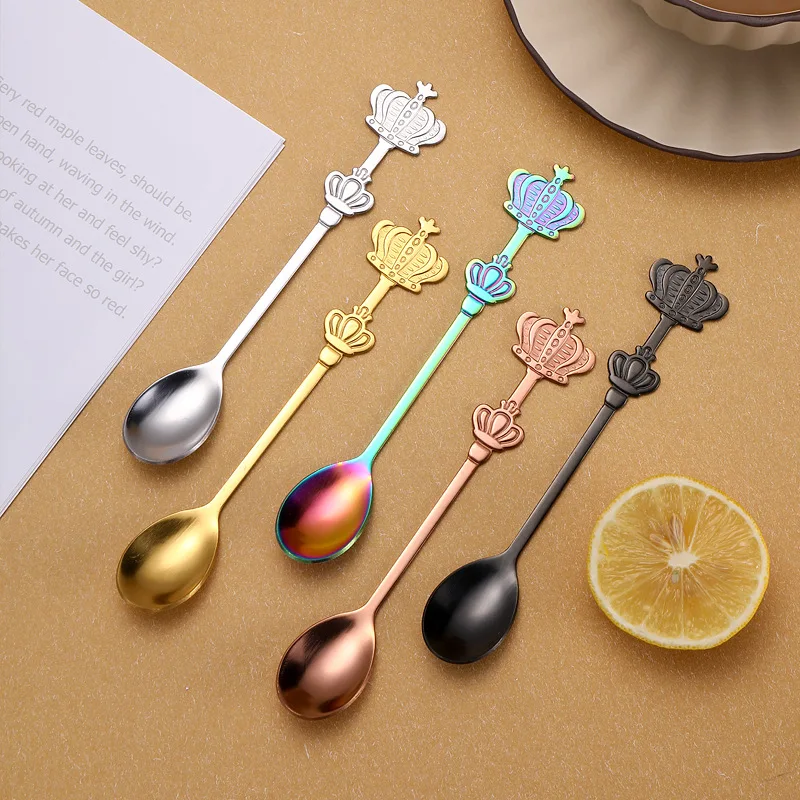 

1PC 410 Stainless Steel Vintage Crown Spoons Branch Leaves Spoon Fork Coffee Stirring Spoon Christmas Gift Kitchen Accessories