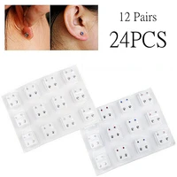 12 pairs of medical acrylic painless stud earrings surgical steel all white or five colors earring tools men women jewelry
