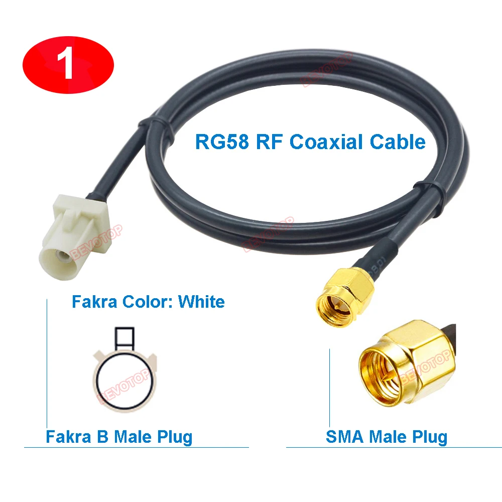 

1 шт. перемычка Fakra to SMA RG58 белая Fakra Code B to SMA штекер/гнездовой разъем 50 Ом RG-58 косичка BEVOTOP автоматический жгут проводов