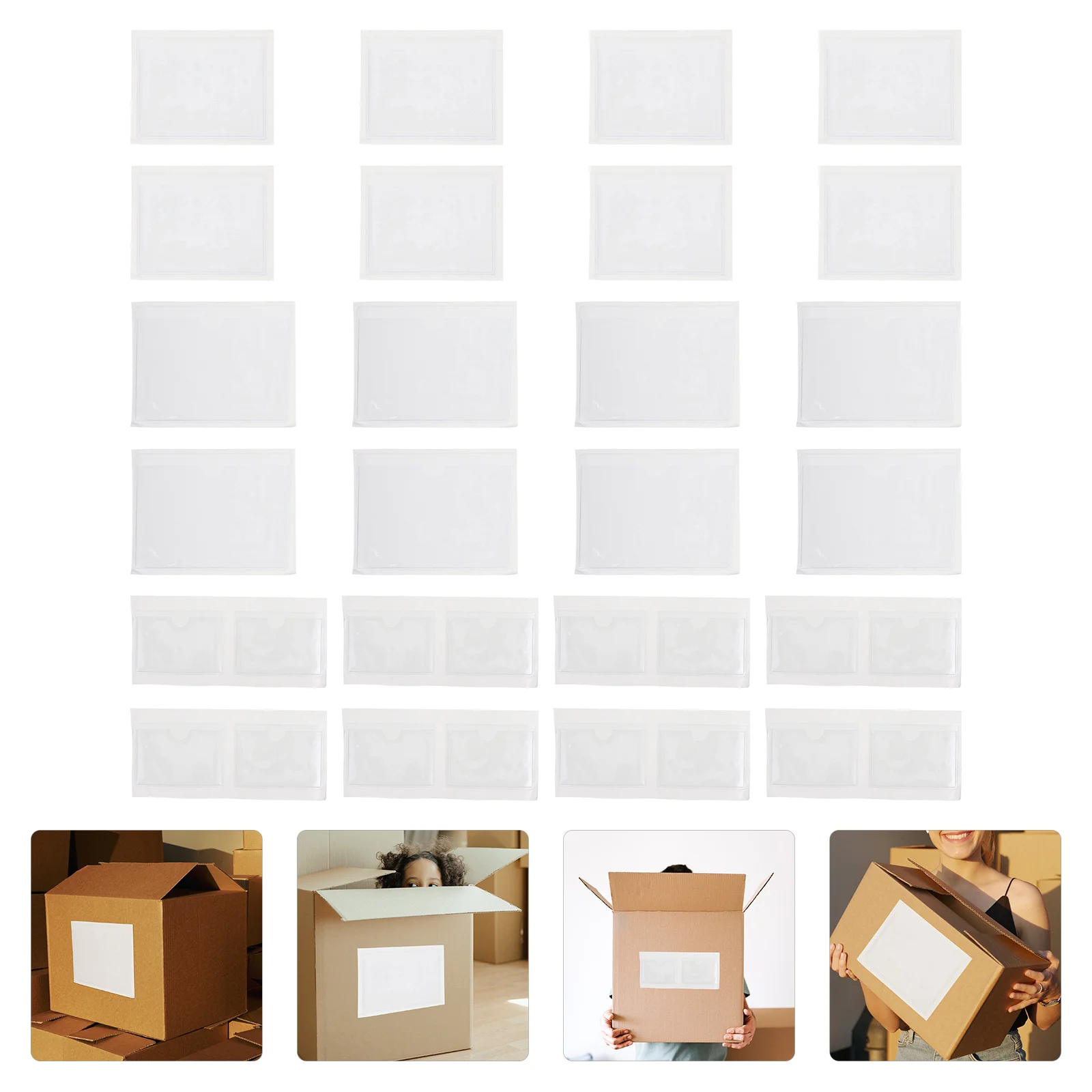 

24pcs Library Pockets Adhesive Clear Transparent Cards Sleeves Label Holder Pocket Business Cards Sleeves