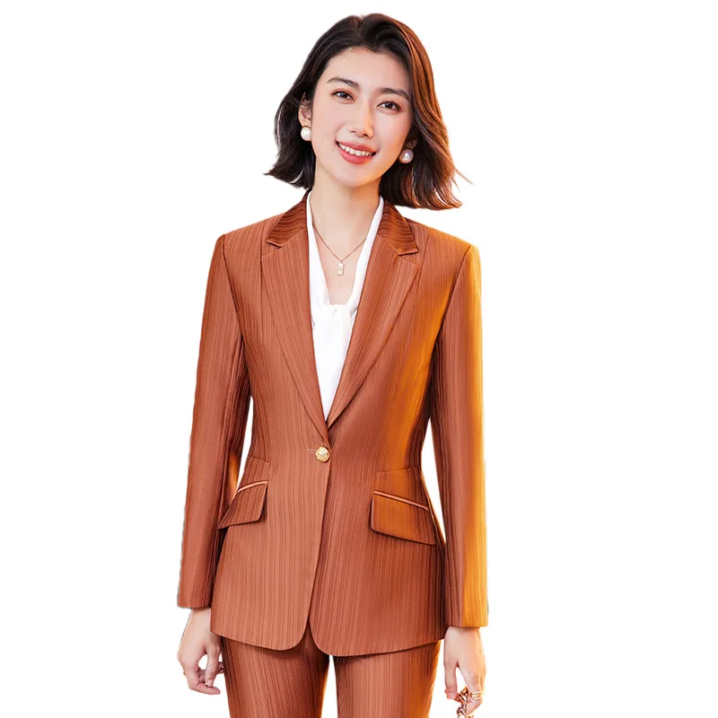 

Acetate Suits For Autumn Winter Women New Professional Temperament Fashion Casual Slim Blazer And Pants Office Ladies Work Wear