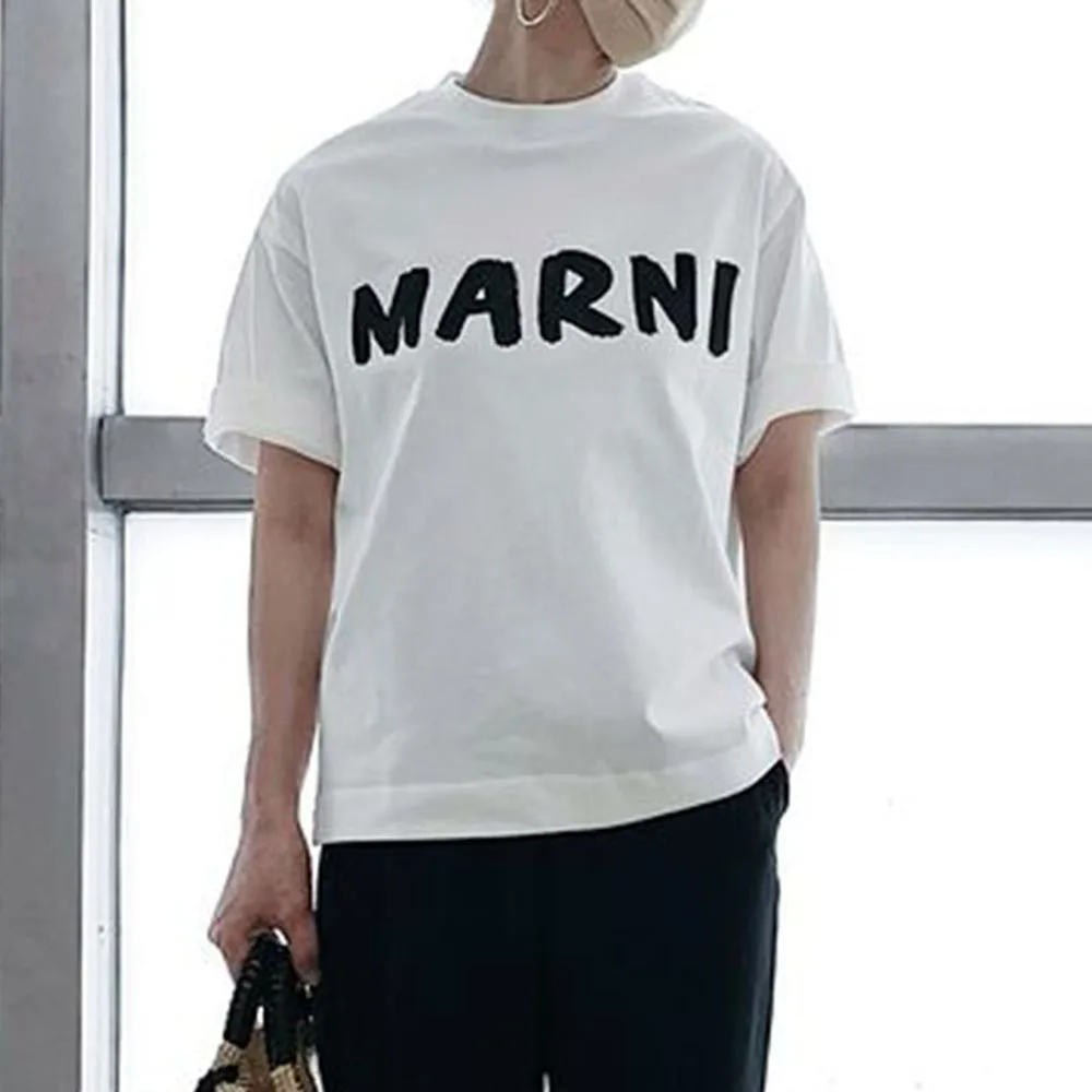 

Women Summer White Casual Tees Letter Print Fashion Simple T-Shirt Patchwork Daily All-match Wear Activity Girl Tops High Street