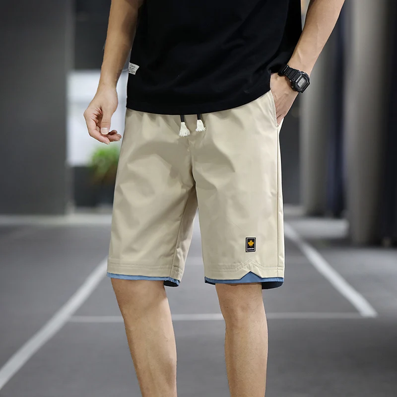 

2023 Summer Men's Shorts Sports Beach Casual Knee Length Pants Loose Elastic Waist Solid Color Pockets Trend Large Size 8XL