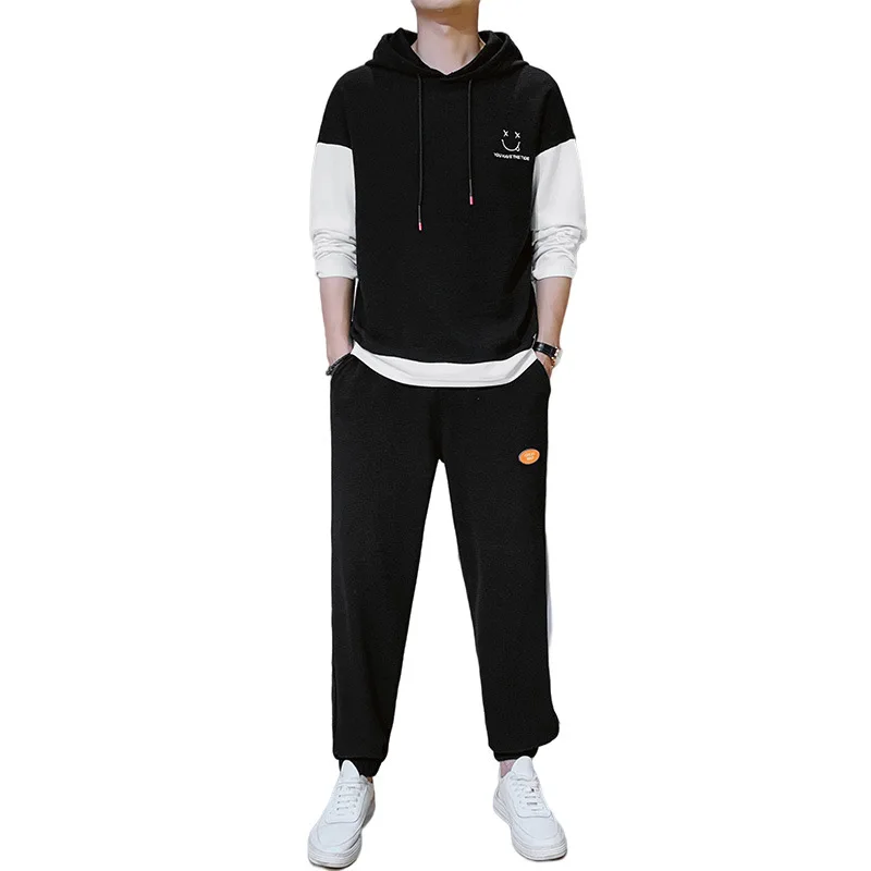 

Leisure Sports Suit Men's Spring and Autumn Trend Loose Hooded Sweater Youth Handsome Matching Suit Clothes for Men