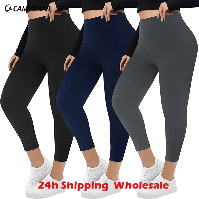 3 Pack 3xl 4xl Leggings Women High Waist Elastic Tight Pants Solid Workout Yoga Leggings Booty Lifting Plus Size 2022