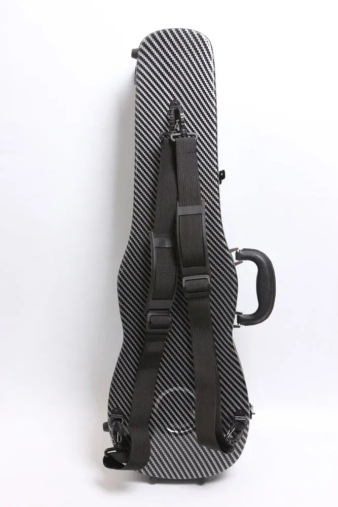 

Black Stripe Violin Case 4/4 Full Size Carbon Fiber Hard Case with Strong Back Straps Black Lining Sturdy Handle Portable