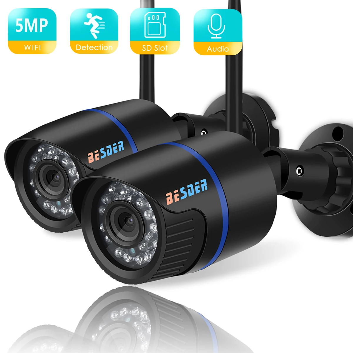 Дешево IP-камера BESDER уличная Беспроводная с поддержкой Wi-Fi и слотом для SD-карты, 5 Мп