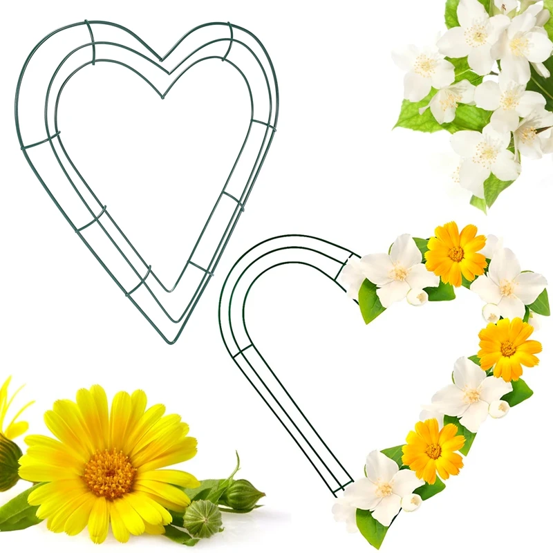 3 упаковки металлический венок в форме сердца 12-дюймовый проволочный рамка для