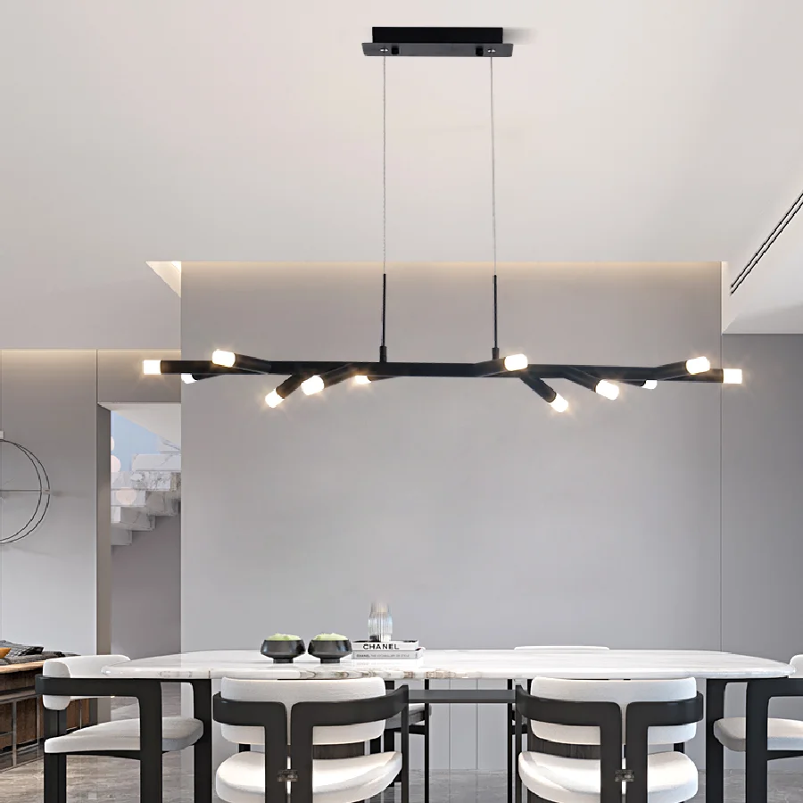 

Современная люстра с подвеской для столовой, длинная светодиодная Люстра для кухни, черного цвета, 2023