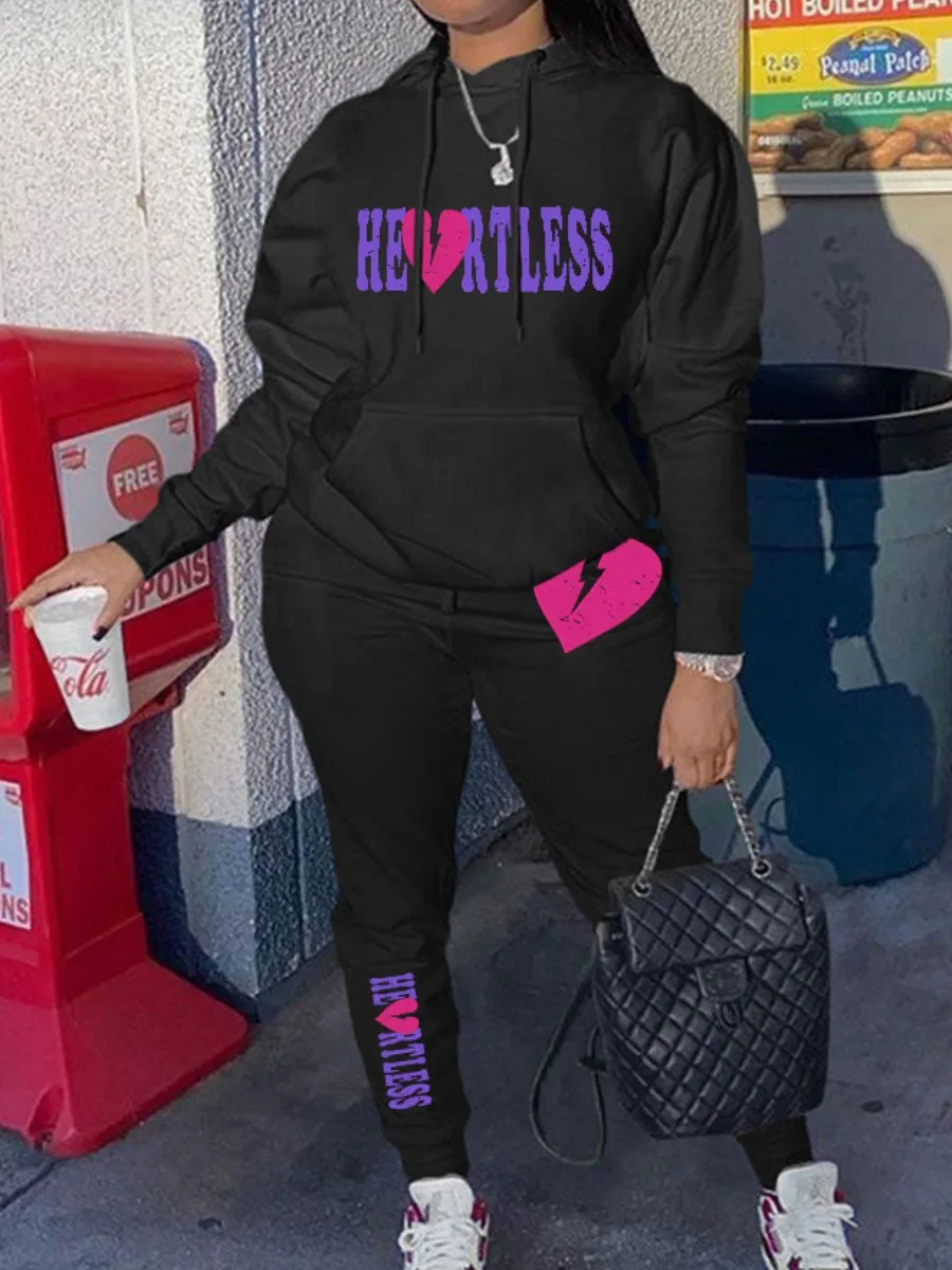 Женский спортивный костюм с длинным рукавом и надписью