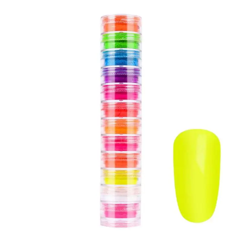 

12 Color Painting Nail Fluorescent Powder DIY Long Lasting Glitter Eye Shadow Pigment Neon Phosphor Nail Art Decor Manicure