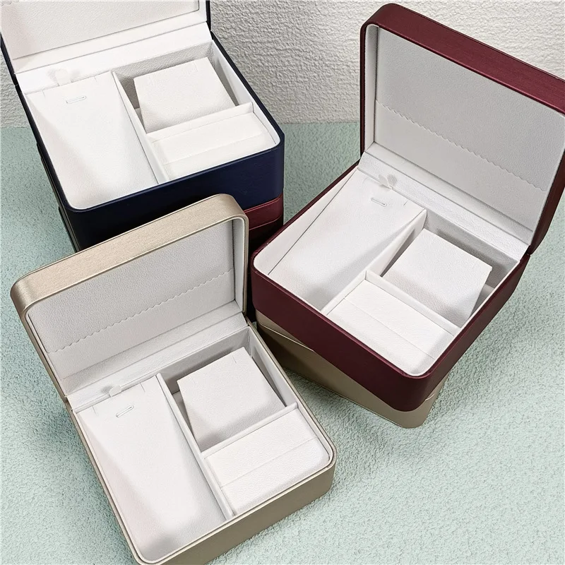Fillet Flip Jewelry Set Leather Three-piece  Box Factory Wholesale Waterproof Watches