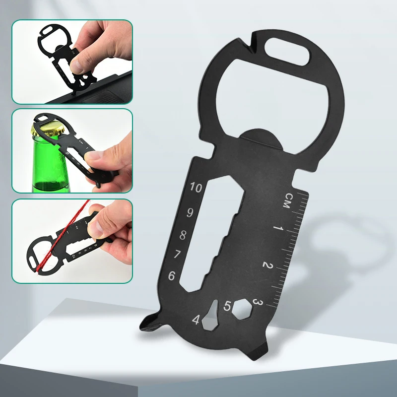 

9 in 1 EDC Gadget Bottle Opener Keychain Wrench Stainless Steel Hiking Camping Outdoor Pocket Tools Multi-Function Spanner