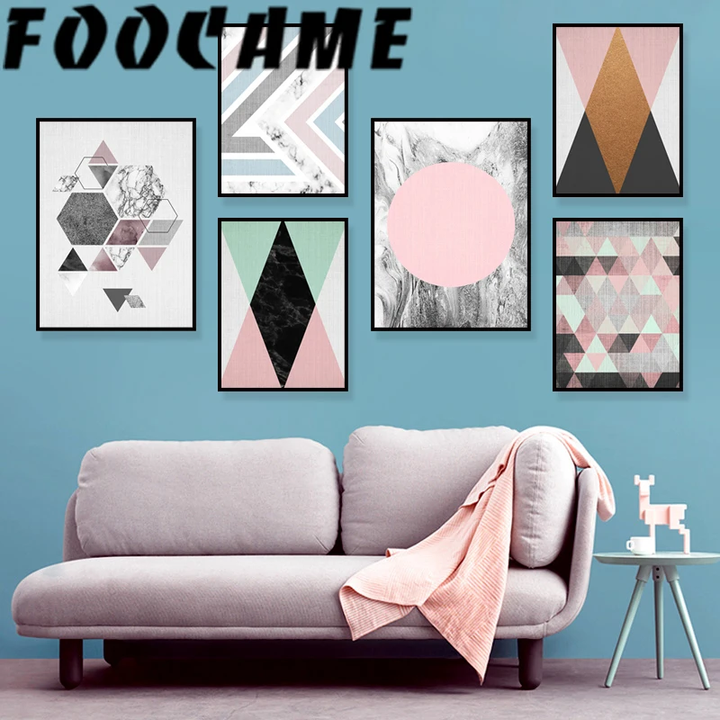 

Геометрическая абстракция мраморная Скандинавская Картина на холсте настенные художественные плакаты и принты минималистическое украшен...
