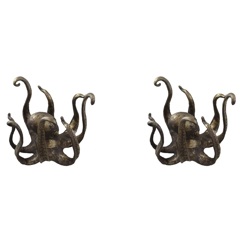 2X Octopus Tea Cup Holder Large Decorative Resin Octopus Table Topper Statue For Home Office Decoration