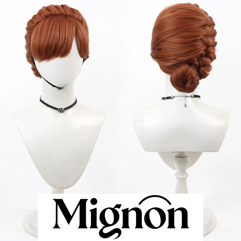 Фото Updo Style Anna Косплей Парик Светло-коричневый Цельный пучок с имитацией кожи головы №1
