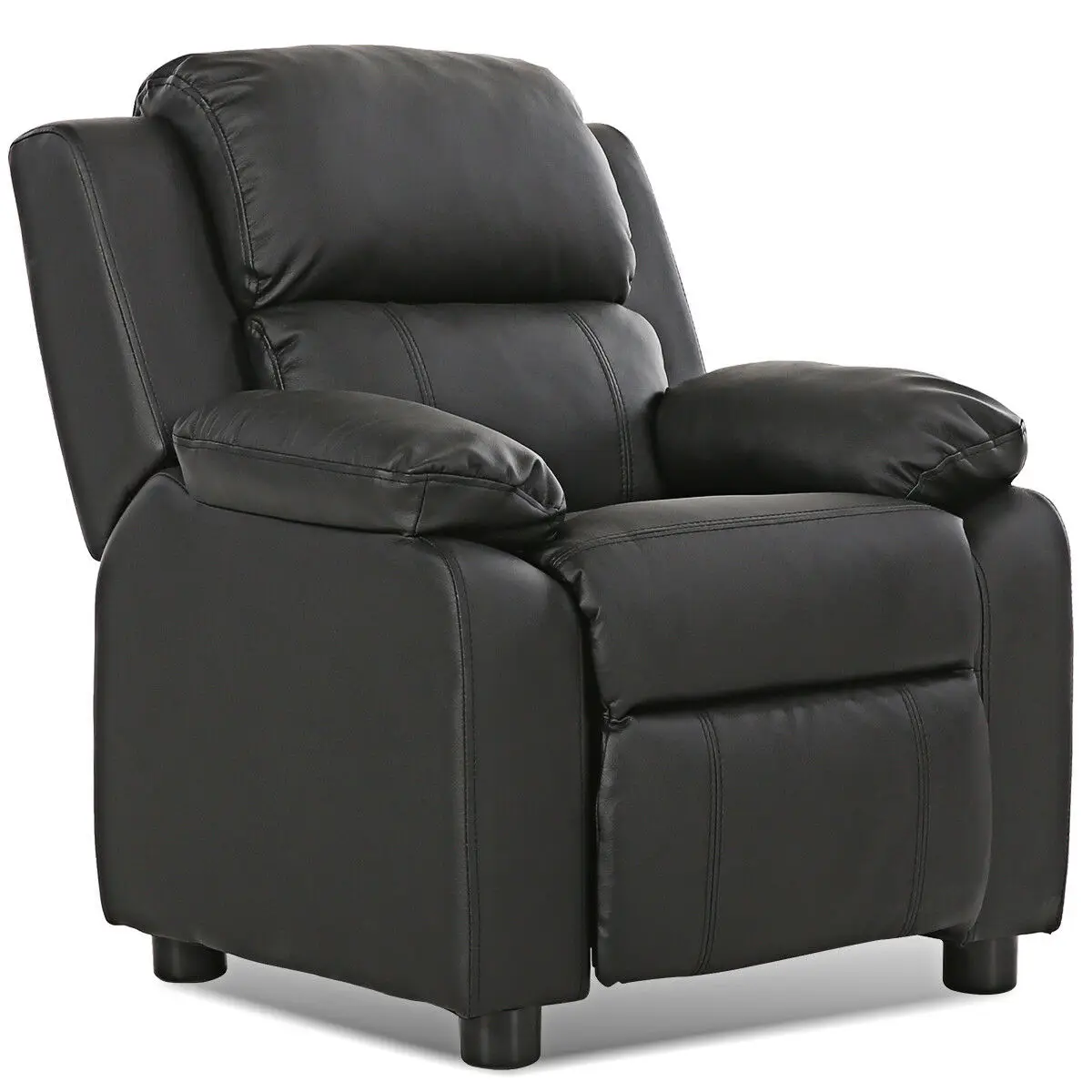 Black Deluxe Padded Kids Sofa Armchair Recliner Headrest Children w Arms