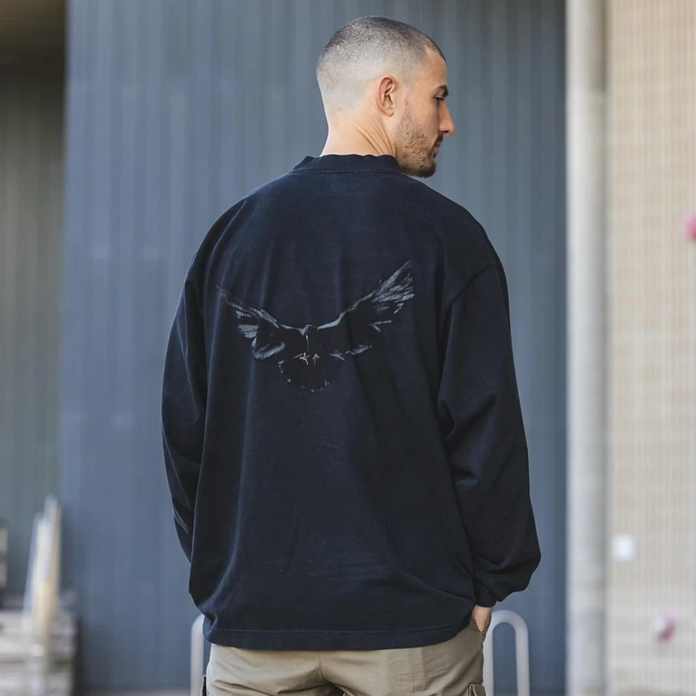 

Kanye West DONDA DOVES свободная Винтажная Футболка большого размера для мужчин и женщин Летняя уличная одежда с длинным рукавом Футболка Топ Мужская одежда голубь