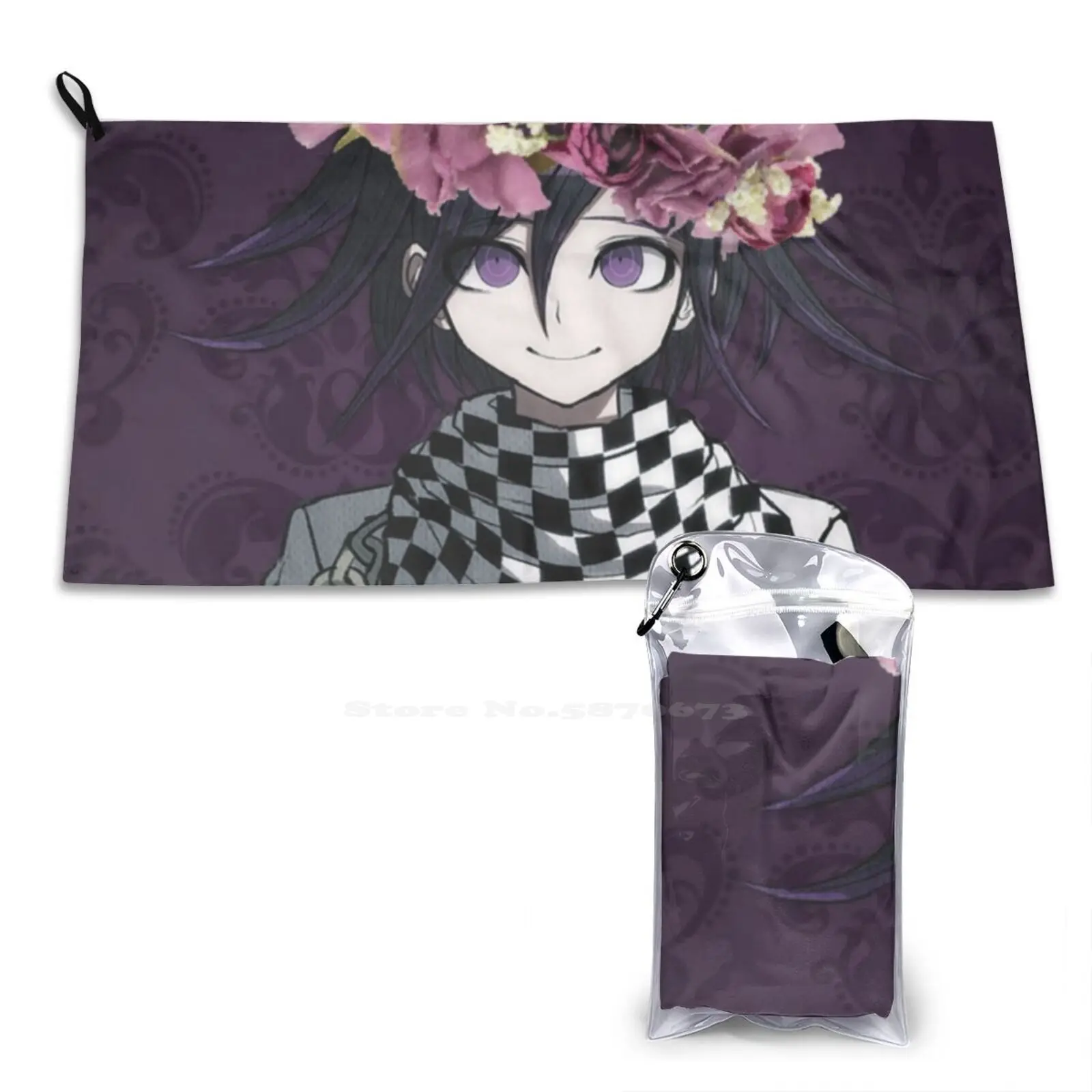 Kokichi Ouma Ultimate Liar Washcloths Bathing Face Towel Grape Soda Kokichi Ouma Purple Flower Crown Danganronpa V3 Dangan