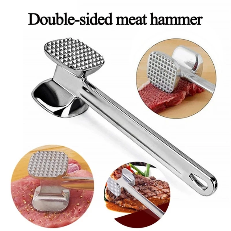 

New Meat Tenderizer Hammer Household Stainless Steel Steak Metal Mallet Kitchen Tool Heavy Duty Durable Double-Sided Tenderizer