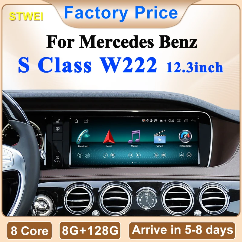 Фото STWEI 8-ядерный Android14 беспроводной Carplay авто видеоплеер мультимедийный экран для Mercedes Benz серии S W222 NTG5.0 GPS NAVI №1